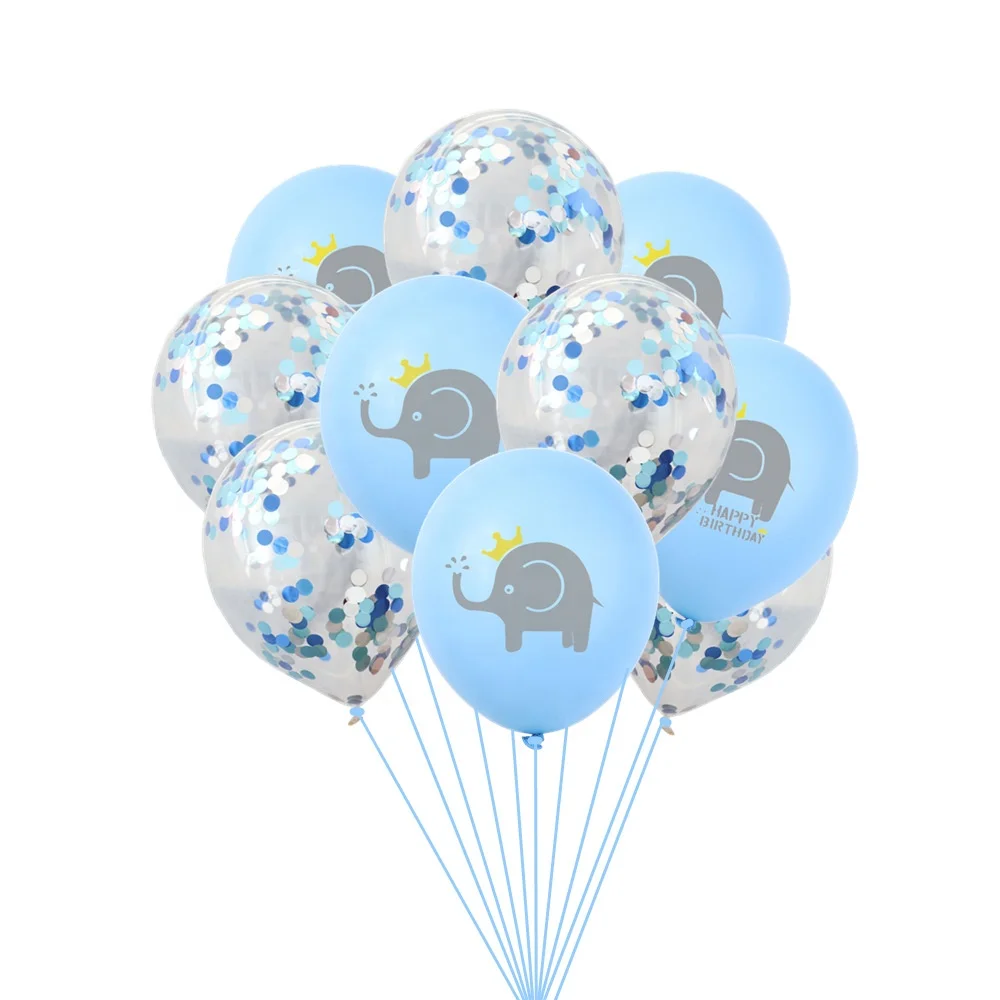 
Cartoon baby elephant OH baby latex balloon blue pink sequin balloon for boy girl birthday party 