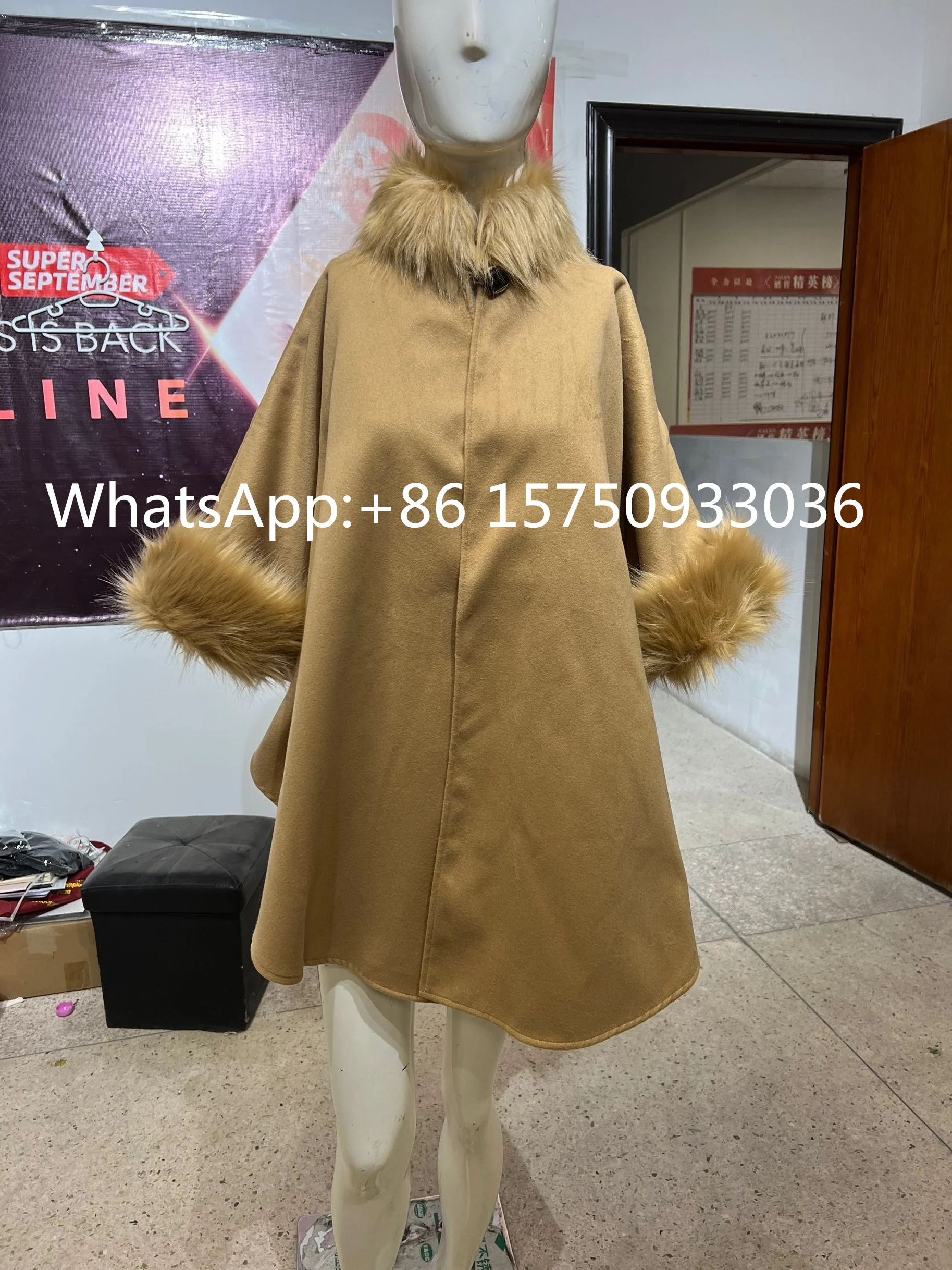 Ecowalson Women Jacket Casual Woollen Outwear Fur Collar Parka Cardigan Cloak Coat