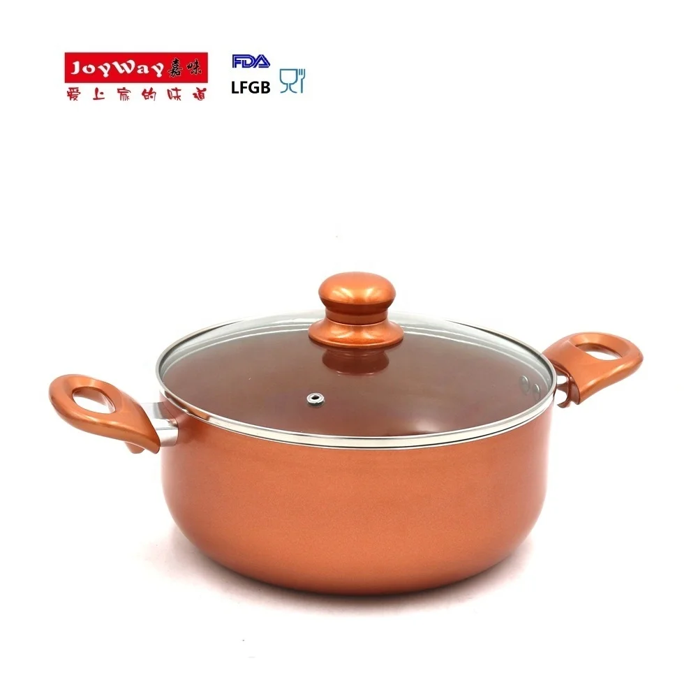 10 Pieces Copper Color Aluminium Casserole Cooker Non-Stick Copper Pan Cookware Set