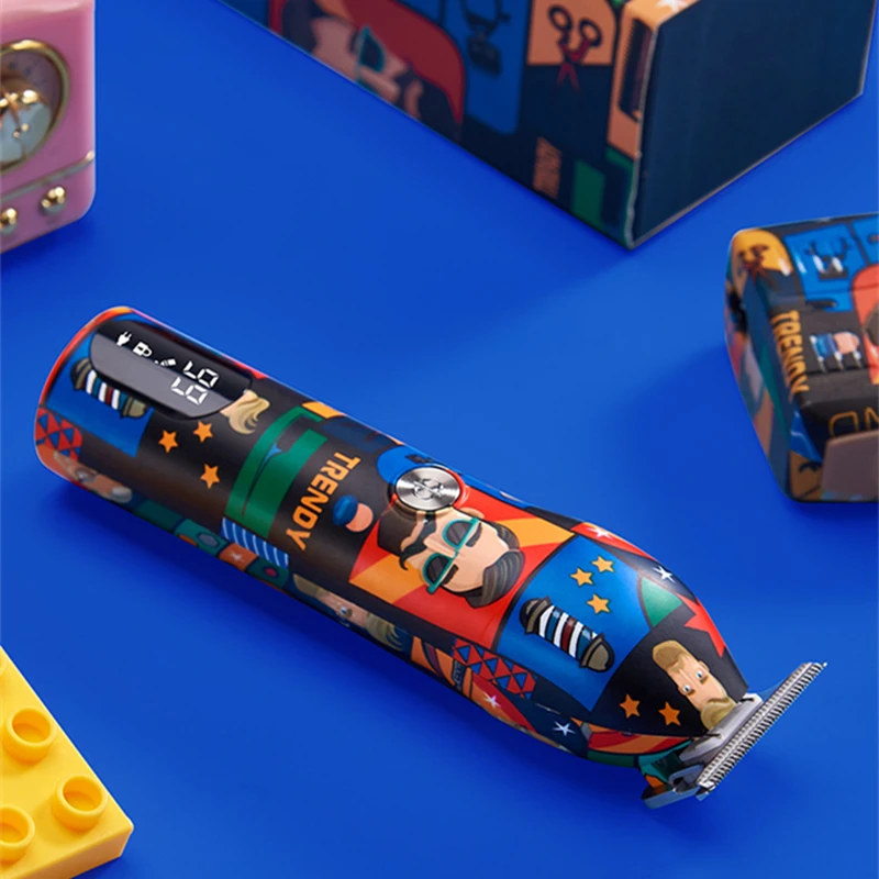 Профессиональная машинка для стрижки волос RTS из нержавеющей стали, перезаряжаемые машинки для стрижки волос с граффити-рисунком, мужские беспроводные машинки для стрижки волос T9