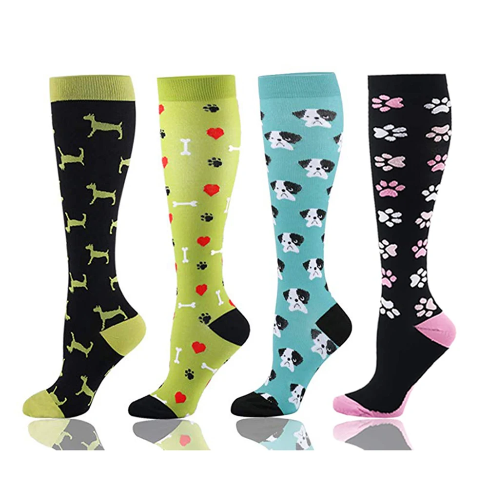 Hot sale breathable elastic long pink sports running compression socks