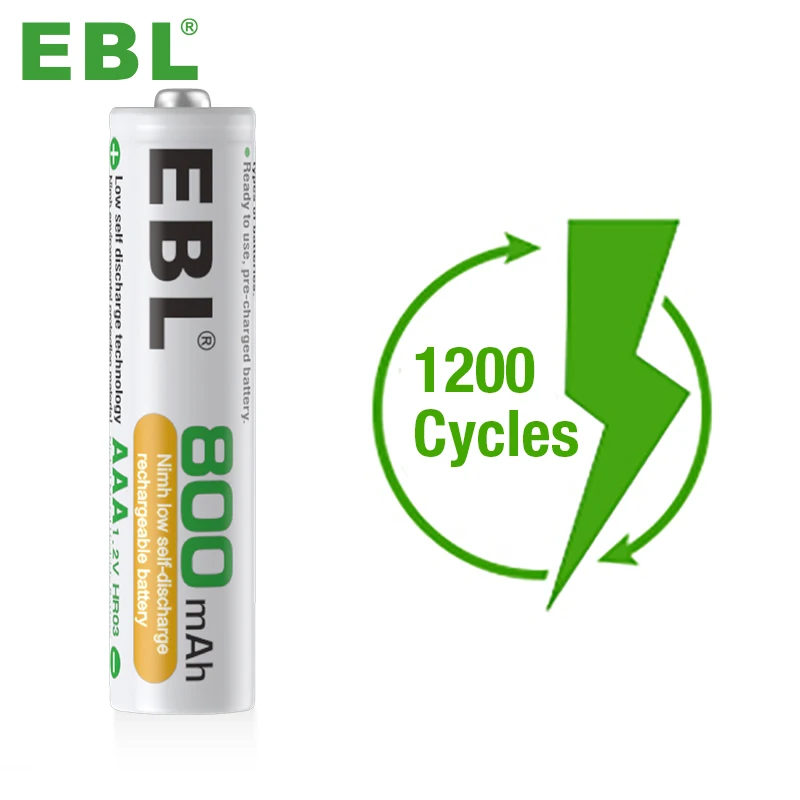 EBL 2Pack AAA 1.2V NiMH Rechargeable AAA 800mAh Batteries
