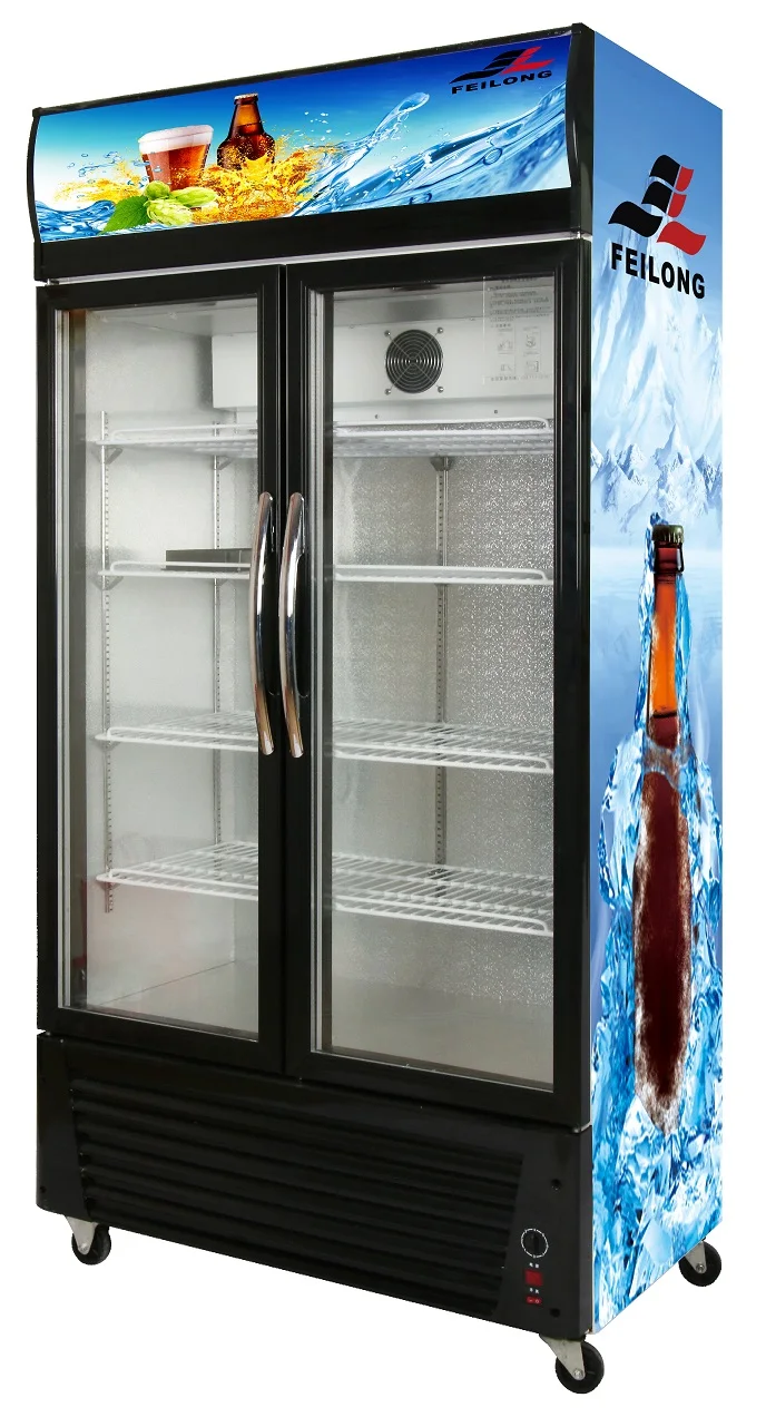 2 Doors Commercial Refrigerator upright cooler beverage freezer display cabinet
