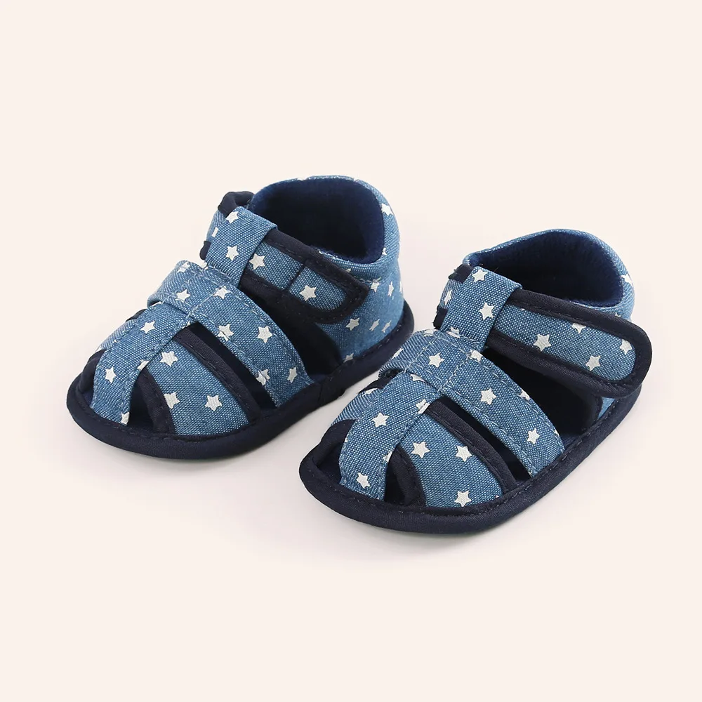 OEM ODM Summer Outdoor Hook & Loop Cotton Fabric Soft Unisex Baby Toddler Sandal Shoes Custom