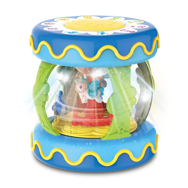 Kids Multi-Function Music Drum Instrument Toy Plastic Baby Electric Rotating Hand Beating Musical Drum Toys