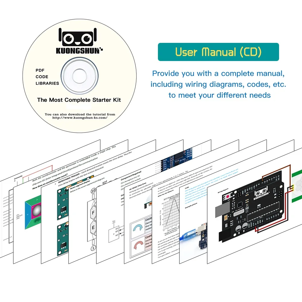 Полный стартовый набор для проекта UNO R3 с учебным пособием, CD робототехники, набор для школьников, обучения детей