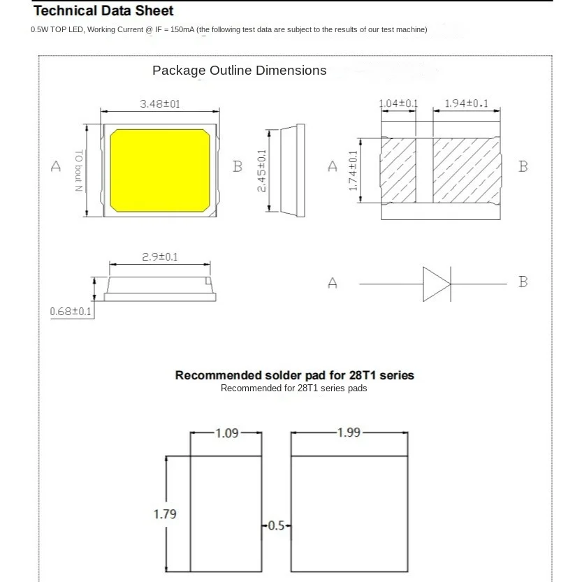 BMTC Agent Zhaochi 2835 Lamp Beads 2835 6V  1W Size Bracket Bulb Lamp Chip SDM LED Lamp Warm White RGB White Red Blue