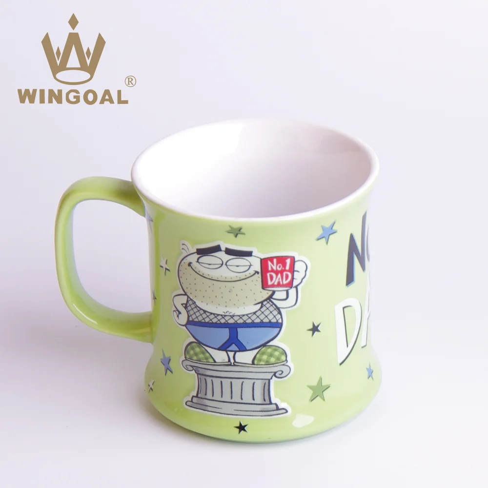 Light green cartoon mugs Big glass of water Big cup Large cup tea mugs manufacturer wholesale