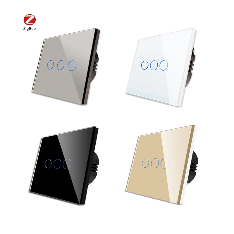 Wholesale Custom Bingoelec Home System 3 Gang 1 Way Wall Light Touch Sensor Wifi Zigbee Smart Switch