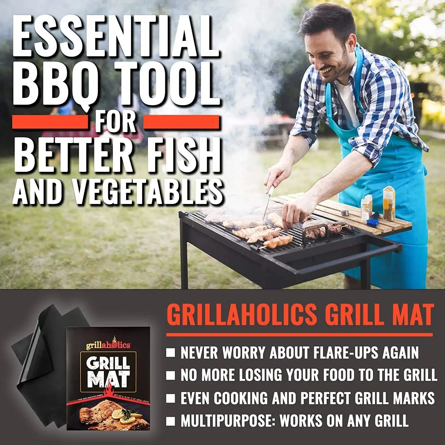 Non Stick черный огнестойкий коврик для гриля BBQ лайнер силиконовый барбекю