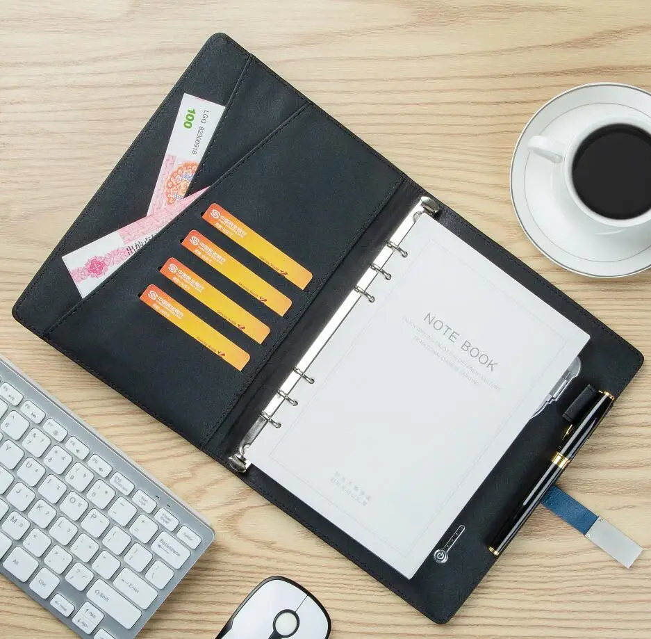 new products idea 2022 unique christmas wedding corporate promotional gifts loose leaf sprial notebook with power bank custom le