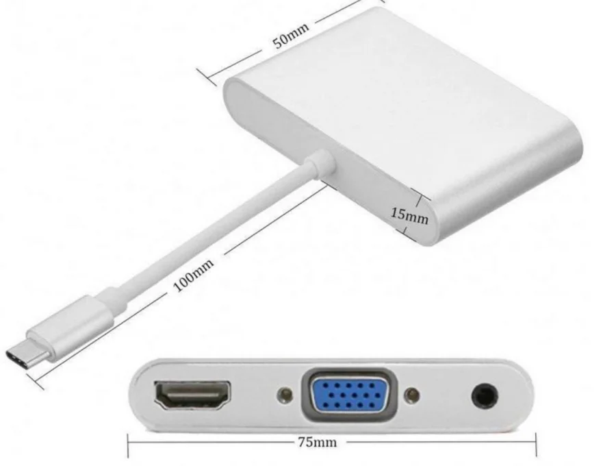 USB 3.1 Type-C к HDMI VGA 3 5 мм аудио концентратор в 1 C многопортовый адаптер конвертер
