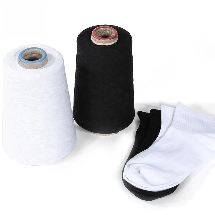wholesale yarn 20s rg black yarn bleach recycle open end pc yarn tc/ pc/cvc 80/20 knitted socks low twist yarn socks yarn