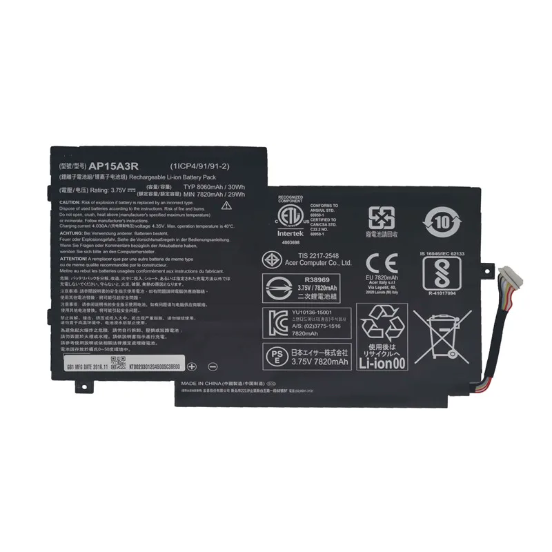 AP15A3R for Acer Aspire Switch 10 SW3-013 battery 3.75V 30WH original laptop battery AP15A3R internal battery New