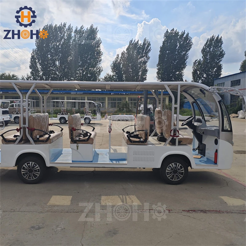 11 Seats Electric Sightseeing Shuttle Bus 100KM Max Travelling Range