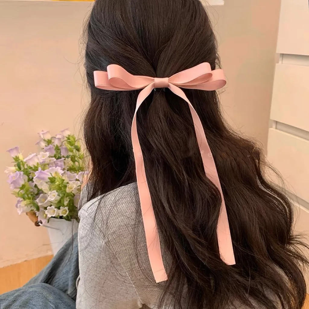 Tassel Ribbon Bowknot Hair Clips with Long Tail Hair barrettes for Women