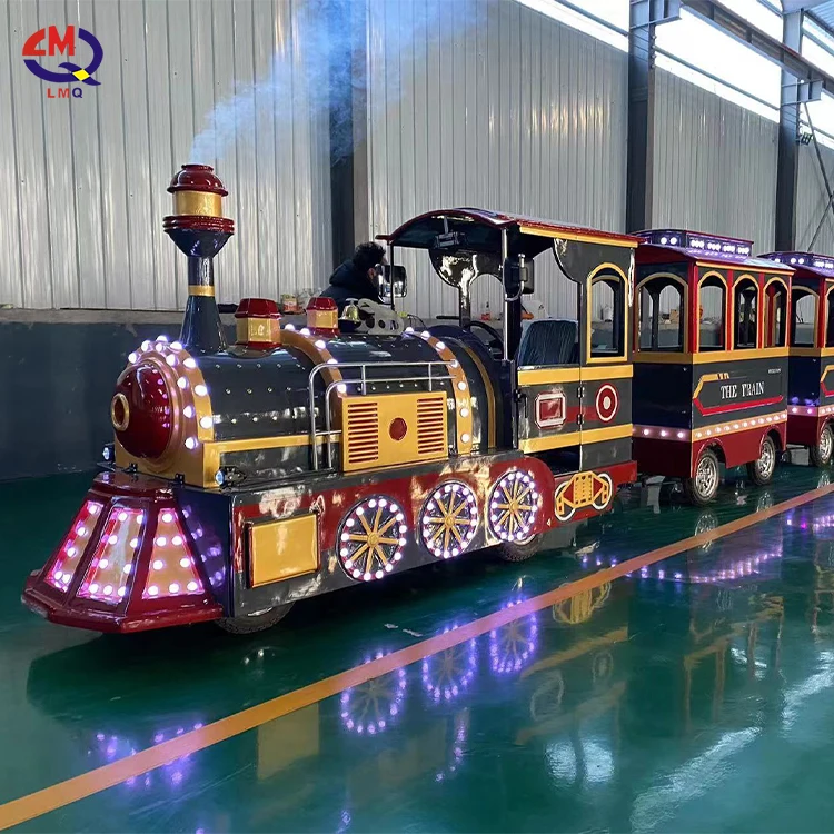 Tourist Attraction Big Sightseeing Trackless Road Steam Effect Tour Train Ride for Adult on sale