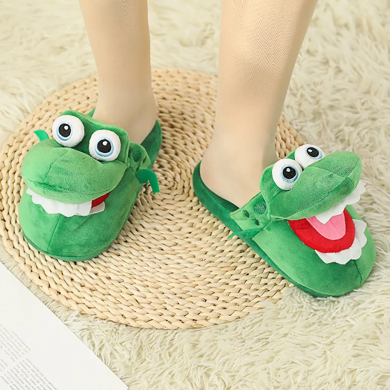2021 Tik tok Funny product hot stuffed Plush walking crocodile slippers open mouth slipper