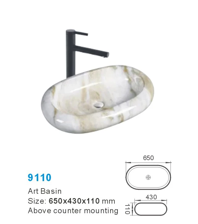 European Style Faction Oval Above Counter Basin Designer Sanitary Ware High Quality Counter Top Art Basin
