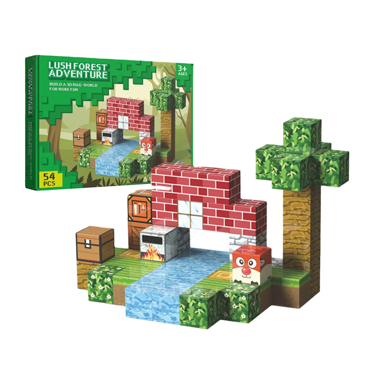 54 PCS Magnetic Cube Jungle Adventure STEM Learning Sensory Toy Magnet World Early Cognitive Development Sorting Games