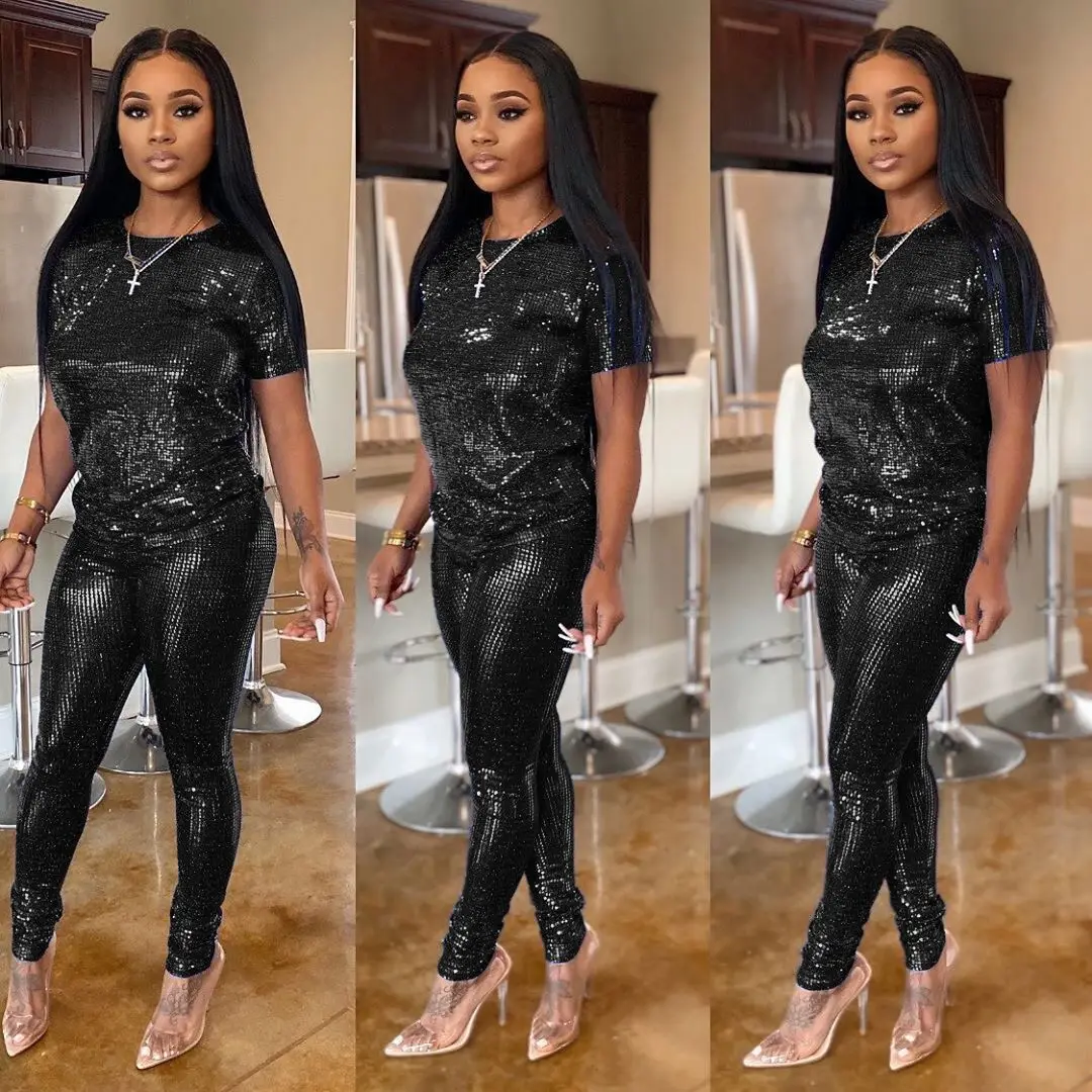wholesale Casual  two-piece Set women Short sleeve Pencil pants suit