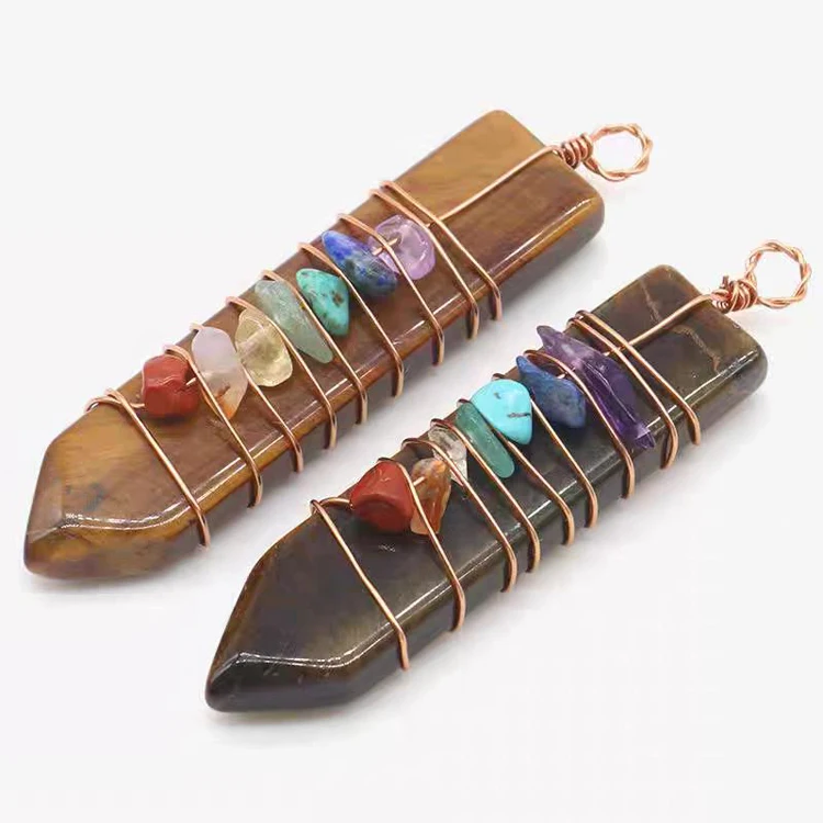 Spiritual Metaphysical Necklace Accessory Crystals 7 Seven Chakra Pointed Pendant