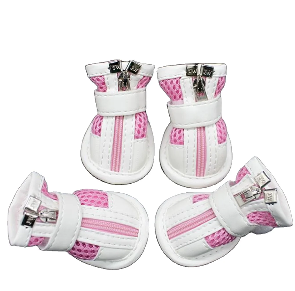 Pet Mesh Shoes Cat and Dog Sneakers with Zipper and Magic Tape Anti-slip Design Breathable Pet Apparel