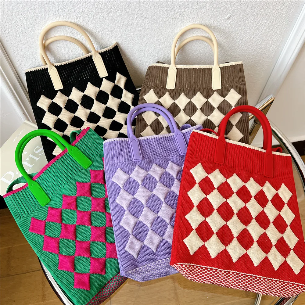 Joker Plaid Diamond Knit Cute Mobile Phone Bag Diagonal Handbag New Designer Ladies Hand Bag
