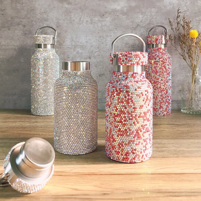 14 oz INS  Stainless steel cup Custom Drink Bottle Bling Rhinestone diamond tumbler for gifts