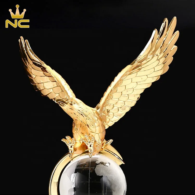 Customized K9 Material Metal Eagle Crystal Trophy Award Sublimation Awards Crystal Trophy Cup