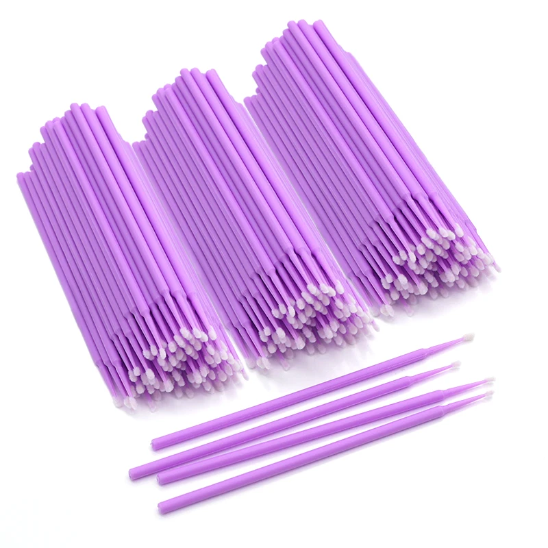 Plastic Adhesive Glitter Pink Tool Lab Mini Disposable Resin Brush Lash Microbrush Extension Dental Wand Stick Swab Micro Eye