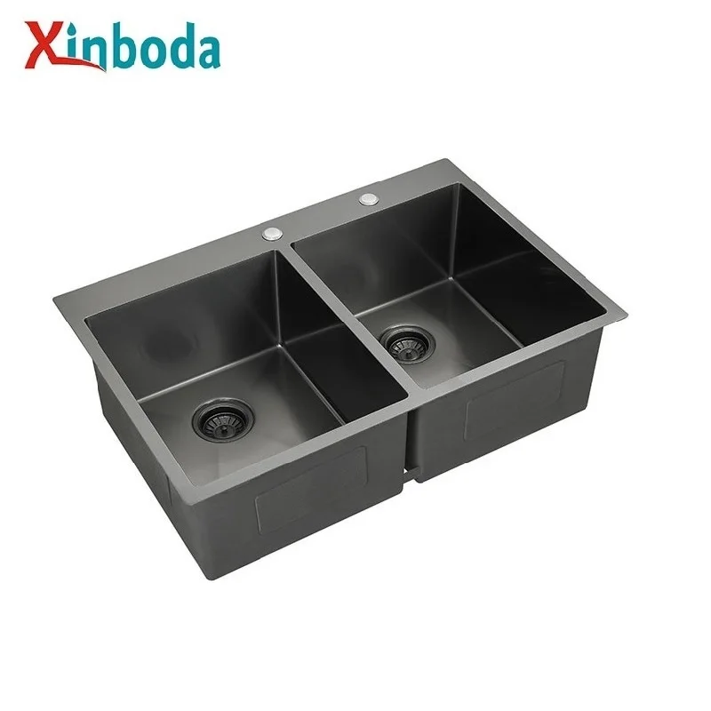 Customized Above Counter Stainless Steel Handmade Kitchen Single Doubl Kitchen Sink Topmount Sink Series (1600543511732)