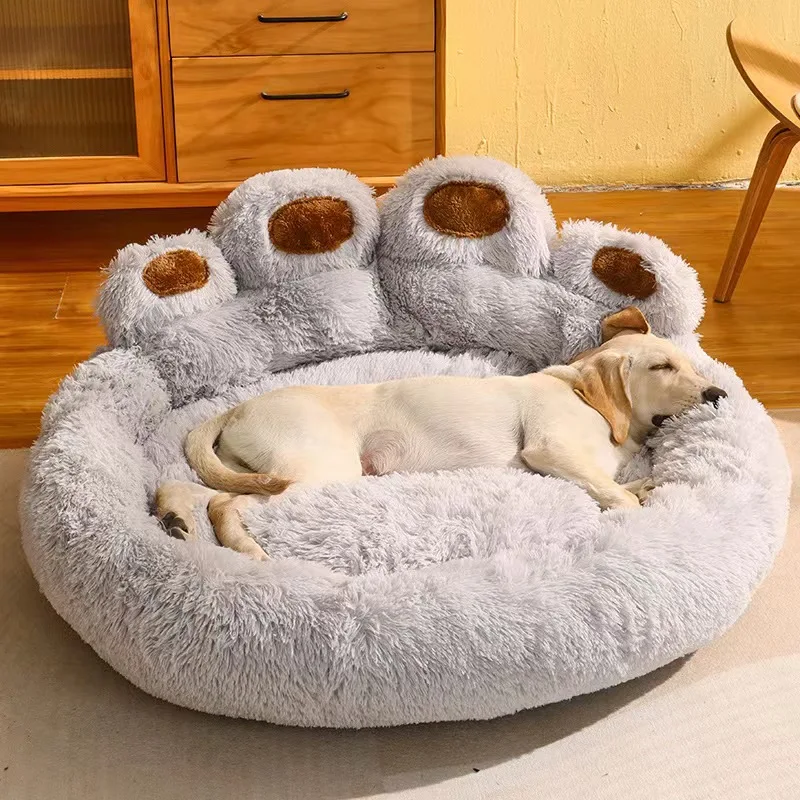 Four Seasons Cute bear paw Fleece-Lined and Breathable Medium and Large Sizes sofa bed for dogs