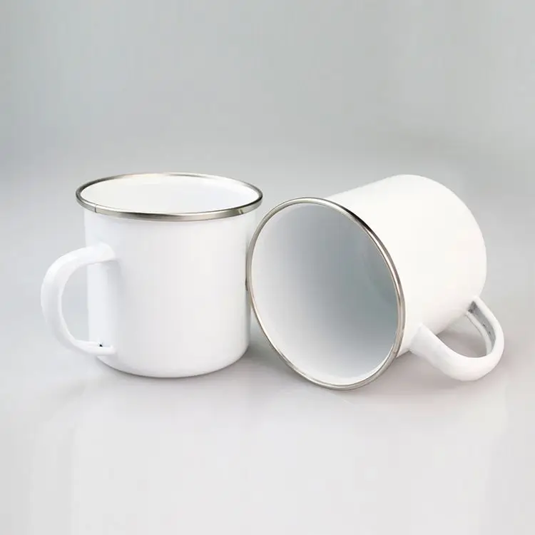 White Ceramic Custom Sublimation Blank Enamel Metal Camping Mug