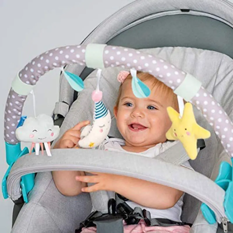 baby plush arch shape toy stroller newborn crib sun moon star soft hanging rattle toy