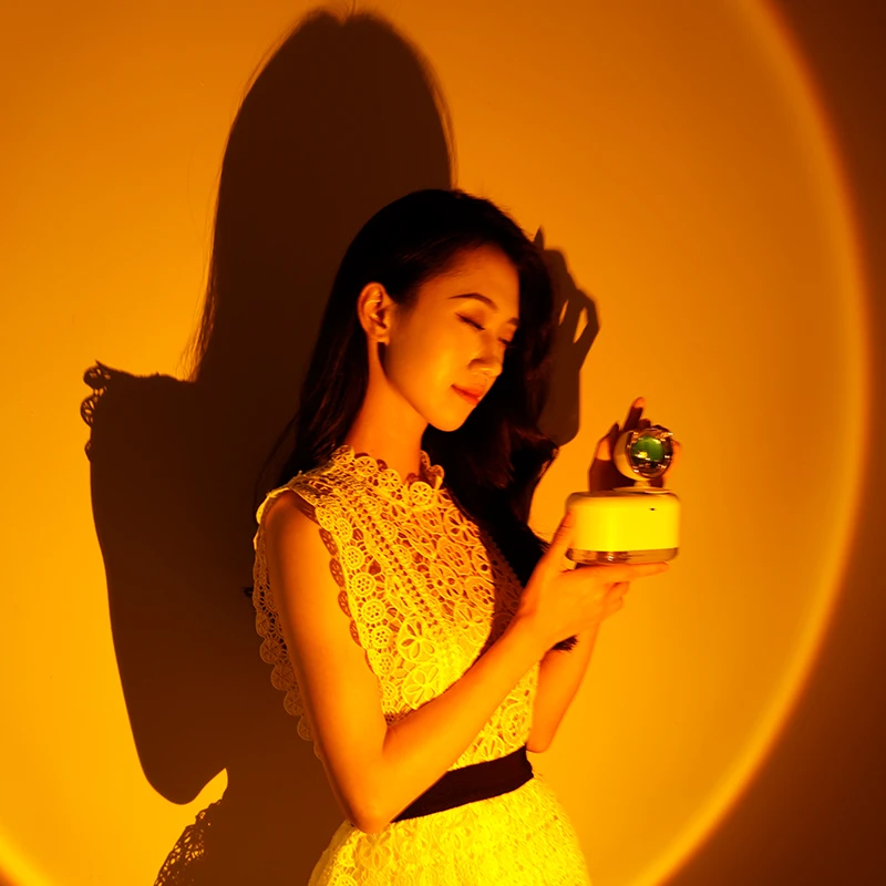 MYVOES  2021 new design usb rechargeable ultrasonic sunset lamp night lighting air Humidifier  for Home office and car