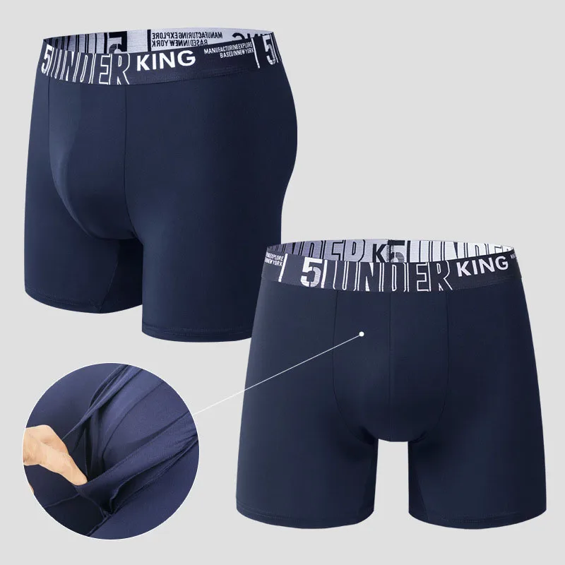 Wholesale High Quality Ice Silk Mens Bamboo Breathable Men Boxers Briefs Plus Size Long Boxers Mens Underwear