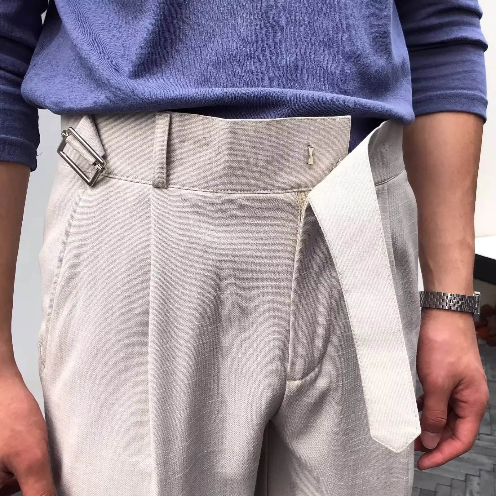MCP083 Summer business straight-leg no-iron casual pants Naples five-quarter suit pants man