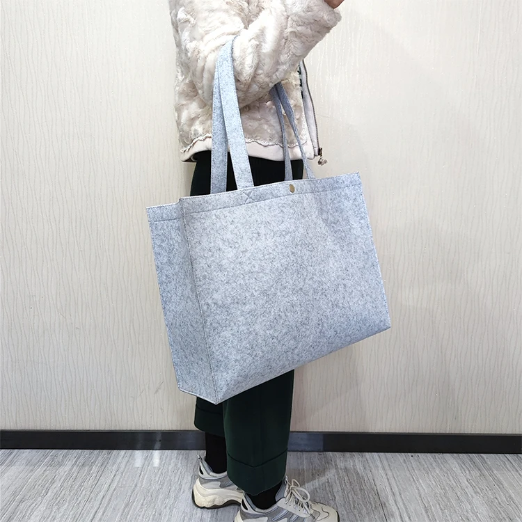 100% RPET Felt Tote Bag Felt  Hand Carry Bag For Shopping metal bottom shopper