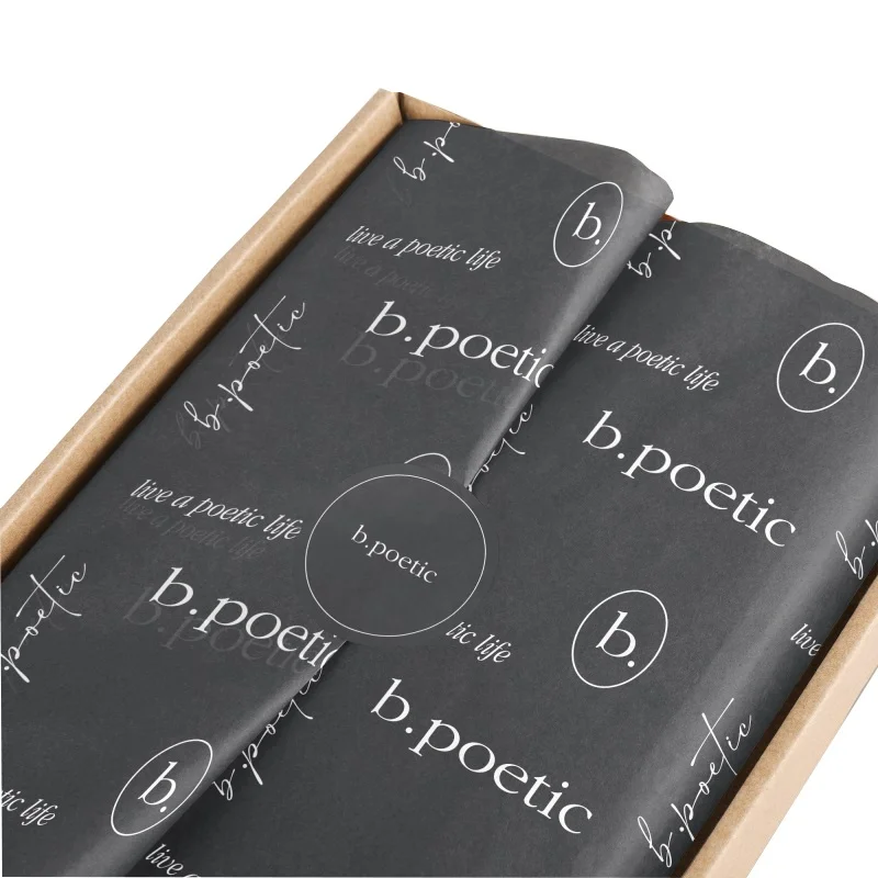 Eco Friendly Black Wrapping Tissue Paper Custom Full Printed - Buy Black Wrapping Tissue Paper