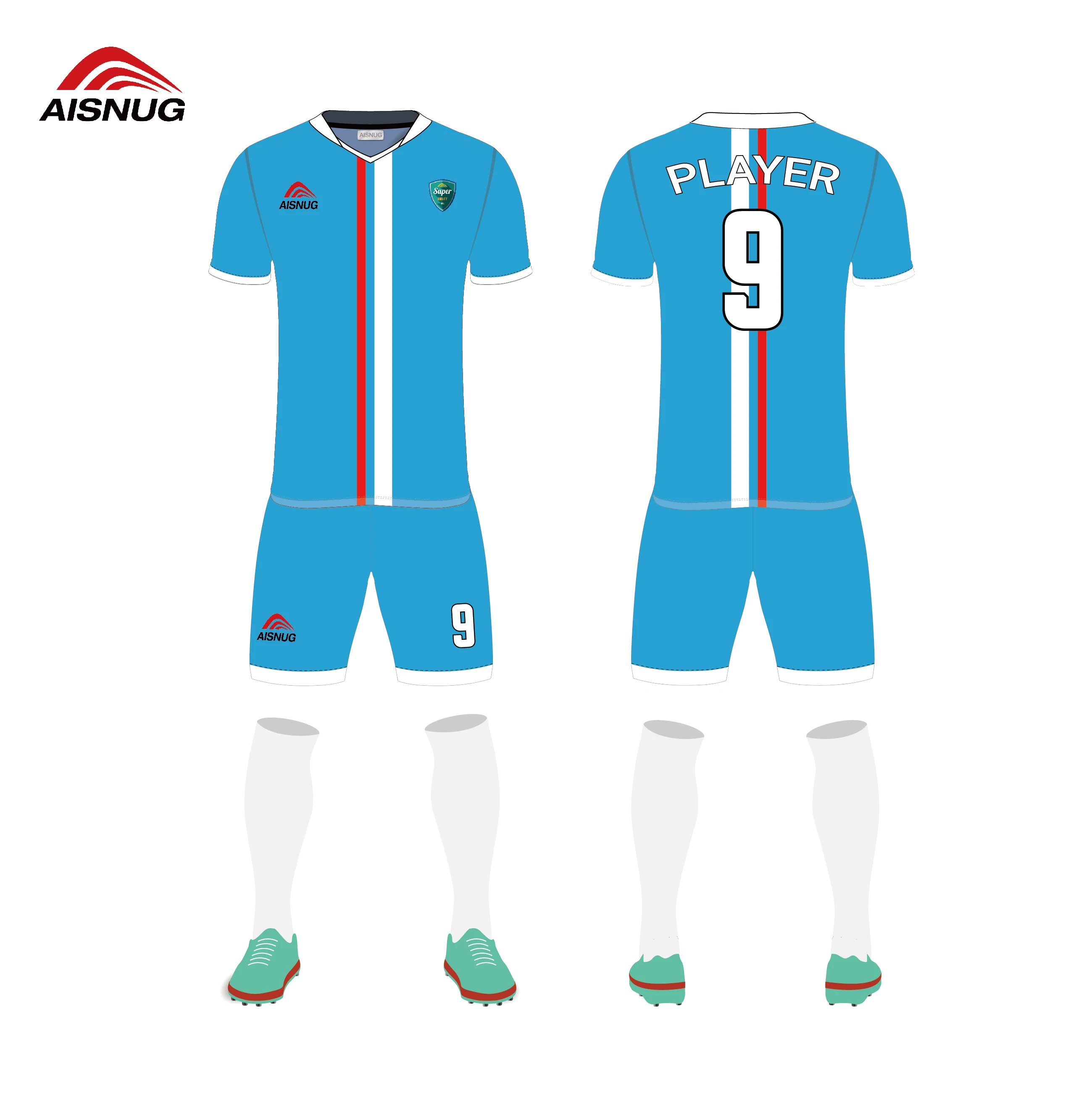 Custom Made Dye Sublimation Dry Fit Polyester green sublimated soccer uniform