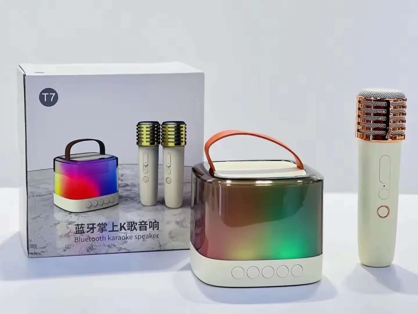 T7 Mini Portable Machine Kids Music Player With Wireless Mic Microphone Professional Blue tooth Speaker Karaoke For Home