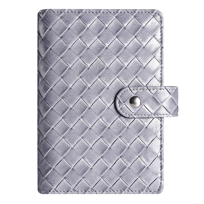 Leather Braid Book Cover Customized Logo A6 PU Leather 6 Ring Binder for Lady