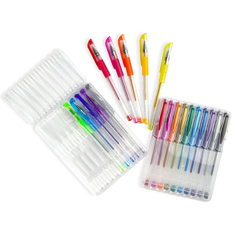 CE Bulk Factory Wholesale Promotional School Office 0.5mm Gel Ink Pens 10 Multi-colored Glitter Gel Pen Sets for art drawing