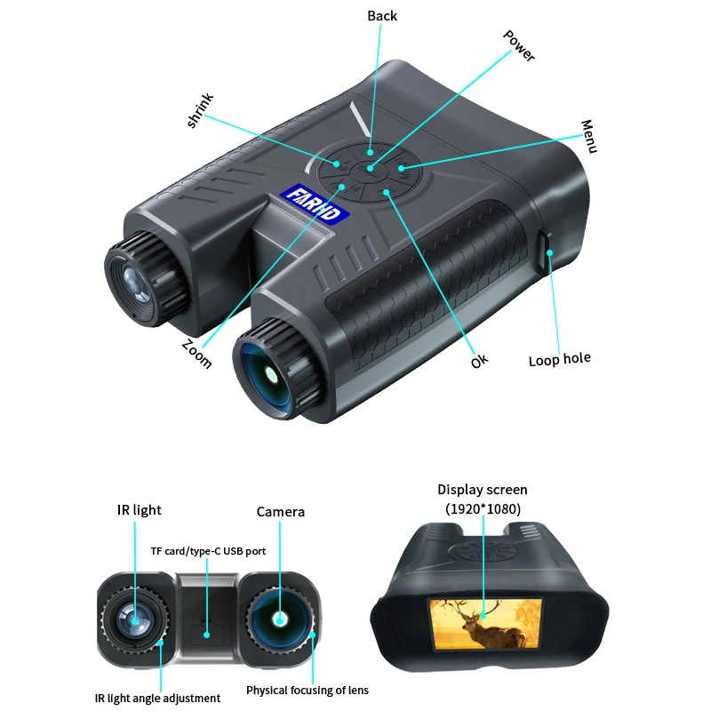 High Resolution Cheap Infrared Digital Night Vision Binoculars Scope