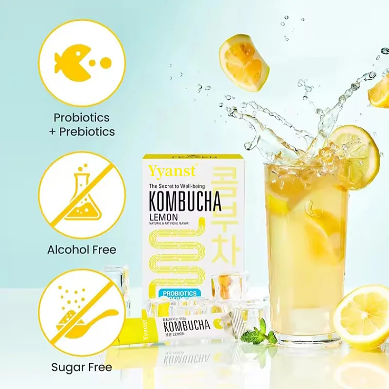 Sugar Free Natural Flavor Kombucha Probiotics prebiotics Powder Boost Energy Promote Digestive Probiotic Powder Drink