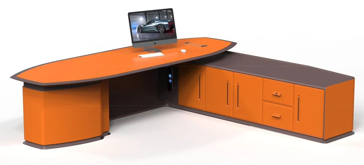 Foshan Table Minimalist Light Luxury President Manager Desk Orange Leather Chairman Taipan