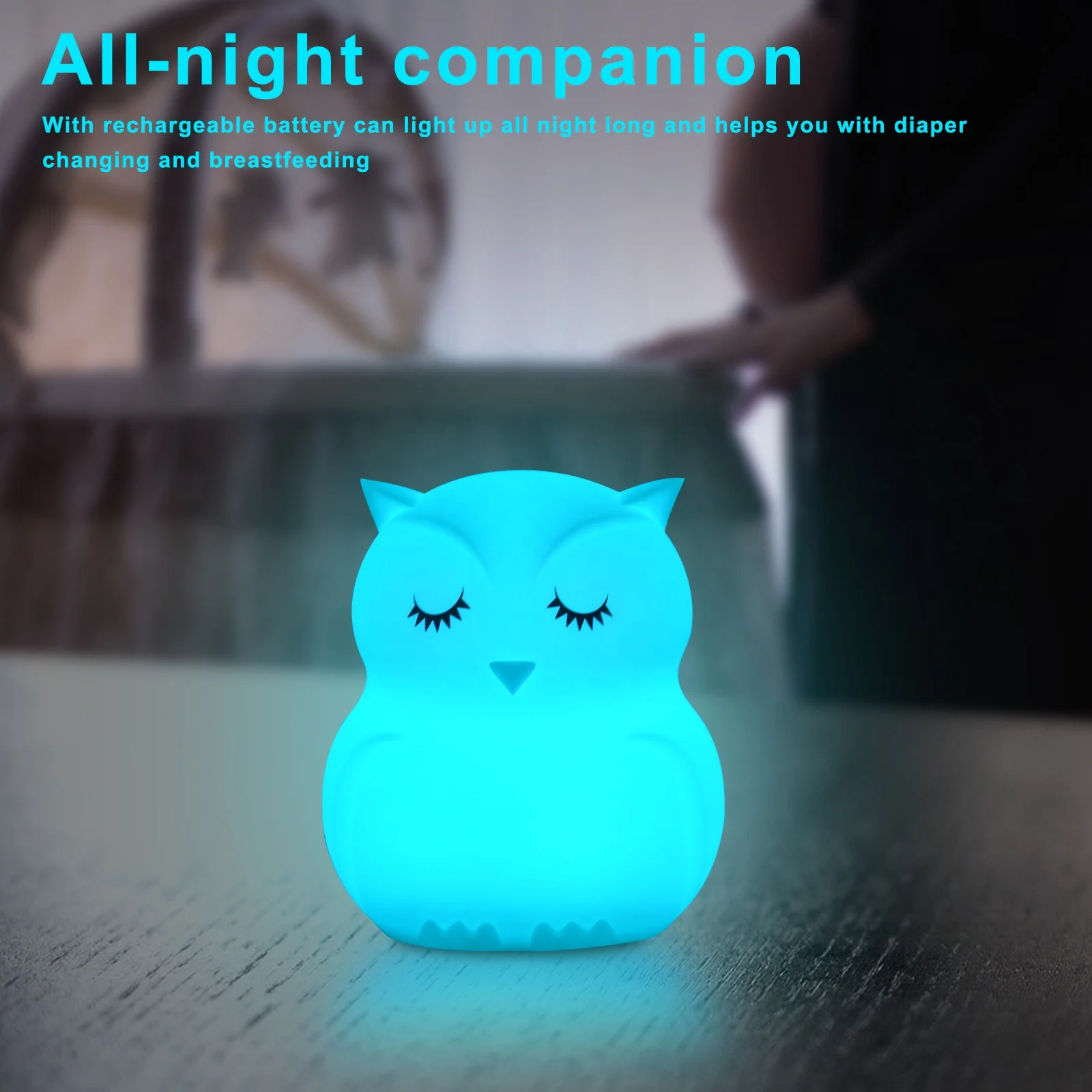 RTS Lamp Rechargeable Touch Light Silicone Night Light Cute Owl Sublimation Color Changing Night Light for Kids Room