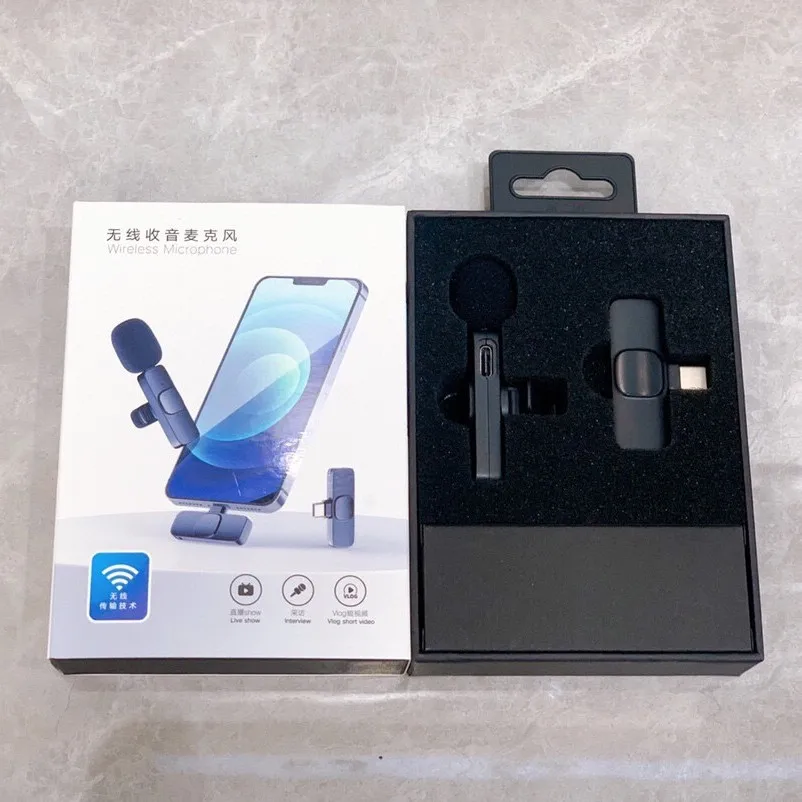 Wireless blue tooth lavalier microphone live broadcast outdoor short video recording radio interview noise reduction microphone