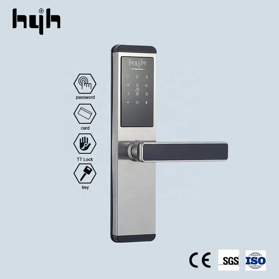 hyh Factory 2022 New Design High Quality Password Card Safety TTLock APP Bluetooth Smart Door Handle Lock For Hotel